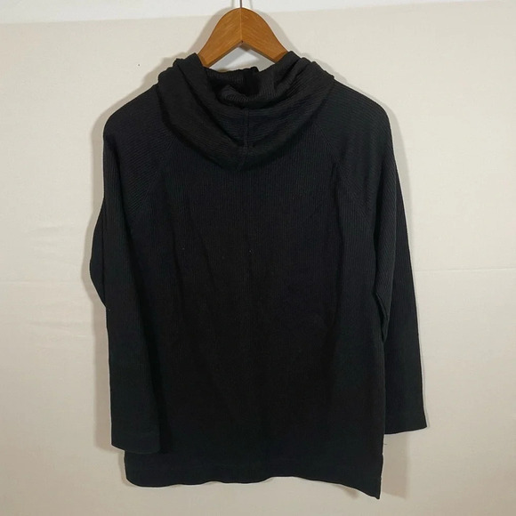 Women’s CHAPS Black Thermal Waffle Knit Hooded Long Sleeve, Size M - Picture 2 of 4